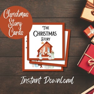 Cartões de histórias de Natal, cartões para imprimir presépios, relato verdadeiro do nascimento de Jesus, versículos bíblicos, cartões com versículos das escrituras, download instantâneo
