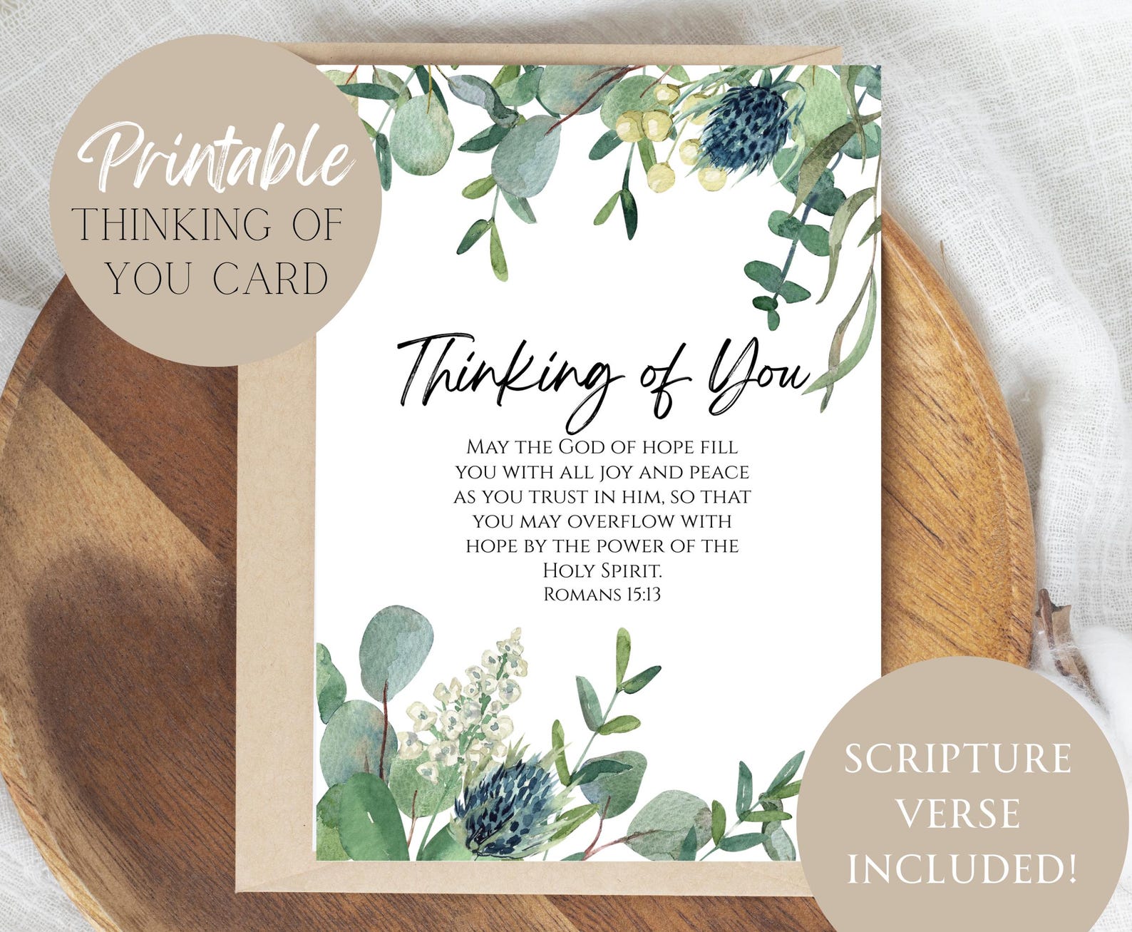 Thinking of You Card, Christian Scripture, Encouragement Gift (PDF