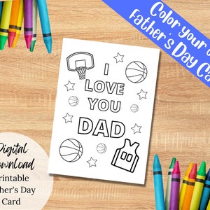 basketbal vaderdagkaart digitale download, afdrukbare vaderdagkaart voor kinderen, instant download, basketbal vaderkaart