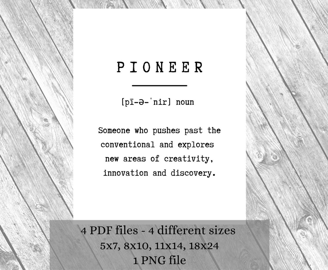 Pioneer Definition Digital Download Wall Art Define Pioneer Etsy