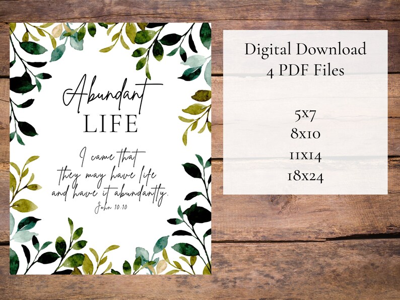Abundant Life Scripture Verse Digital Download, Abundant Life Verse