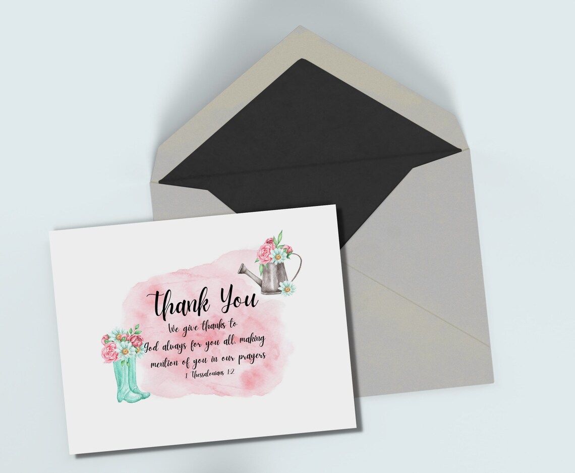Christian Thank You Card Printable, Religious Thank You Card Digital