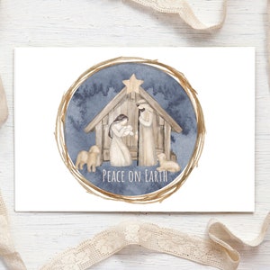 Tarjeta de Navidad imprimible de la escena de la Natividad, descarga digital de la tarjeta de Navidad de la Natividad, descarga instantánea de la tarjeta de Navidad cristiana.