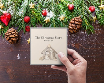 クリスマスストーリーカード、即時ダウンロード、クリスマス聖書ストーリーカードの印刷、キリスト降誕ストーリーカードのデジタルダウンロード、クリスマスのストーリー