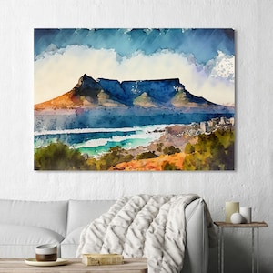 Printable Cape Town Table Mountain Painting | Home Wall Decor | Wall Art Painting | South Africa Art Decoration | Wall Painting Gift