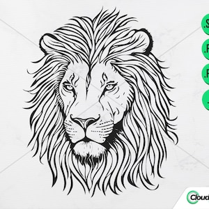 LION SVG vector, vector Illustration.  Lion Head Clipart, Instant Download, Lion Line Art, Sketch SVG, Pdf, Ai & Png file.
