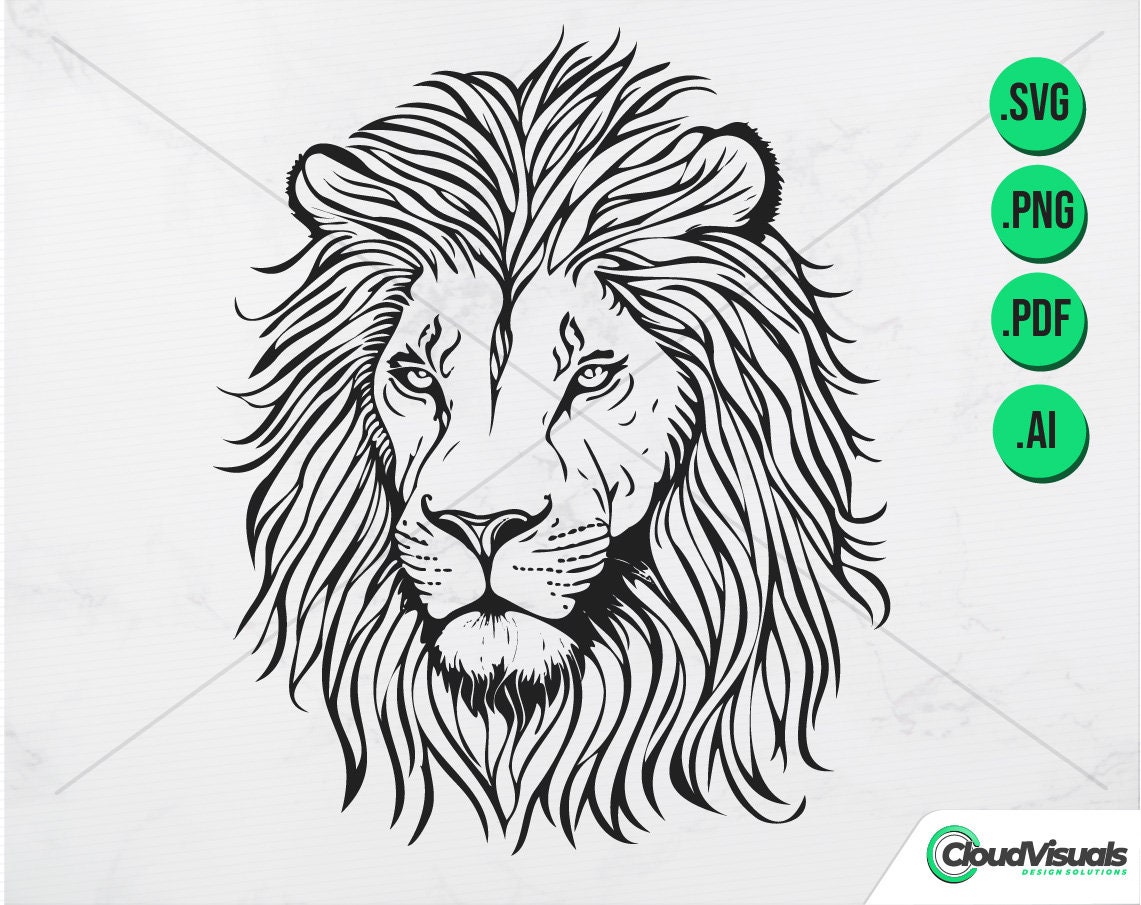 LION SVG vector, vector Illustration. Lion Head Clipart, Instant Download,  Lion Line Art, Sketch SVG, Pdf, Ai \u0026 Png file., image size:1141x905