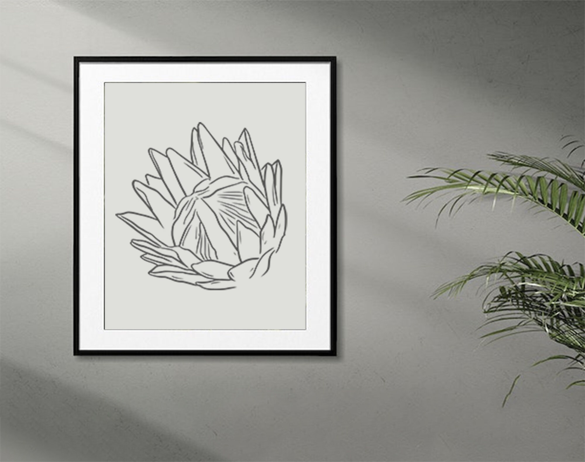 PROTEA FLOWER Line Art, Doodle Vector Art. Hand Drawn Clipart. Instant