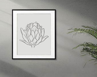 Printable  Protea Portrait Painting | Home Wall Decor | Wall Art Painting | Flower Art Decoration | Wall Painting Gift