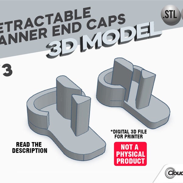 Retractable Banner End caps, 3D File. Rollup Banner. Pullup Banner End caps, Digital download, STL & OBJ file, V3