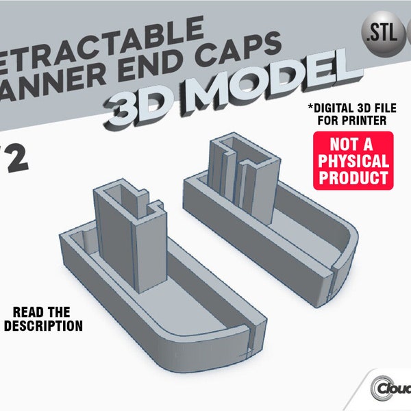 Retractable Banner End caps, 3D File. Rollup Banner. Pullup Banner End caps, Digital download(Not a physical product), STL & OBJ file, V2