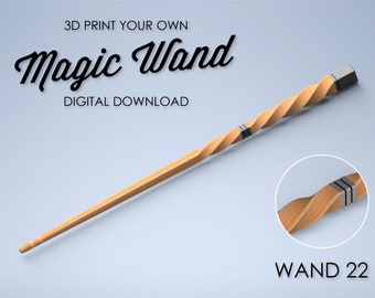 Spiral Magic Wand - 3D Print File - Wizard Wand / Witch Wand Digital File - Wand 22