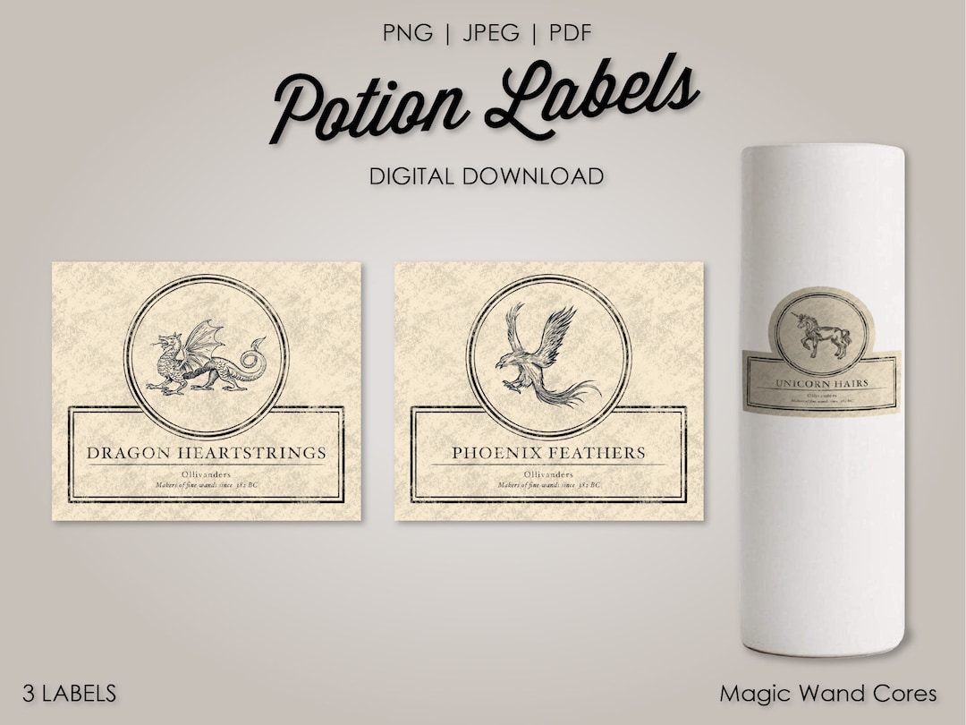 Magic Wand Core Labels, Potions Labels, Halloween Clipart, Potion Label ...
