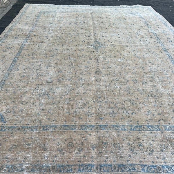 9.3x12.3 Vintage rug,turkish rug,handknotted wool  rug,large turkish bedroom rug,9x12 rugs,turkish oushak large rugs,handmade rug