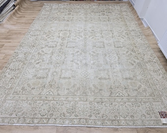 30x30 cm,türkischer vintage Teppich,türkischer Teppich in Neutral,handgeknüpfter Teppich für Schlafzimmer,handgefertigter Teppich