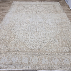 9.5x12.7 Vintage rug,turkish large rug,handknotted Wool rug,9x12 Oushak area   rug,9x12 Area Kitchen rug,Livingroom large rug,handmade rug