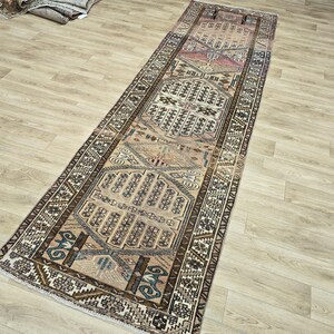 Tappeto turco fatto a mano 3x10: tappeto vintage in lana Oushak