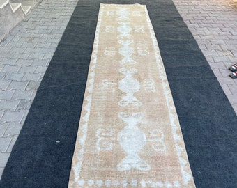 3x12 vintage runner rug,turkish runner rug,neutral runner rug,3x12 antique runner rug,kitchen runner rug,oushak runner rug,entryway runner