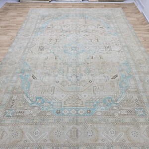 9.2x12.6 Vintage rug,turkish rug,handknotted Wool rug,large 9x12 rug,Oushak  antique  rug,Livingroom rug,bedroom rug,handmade rug