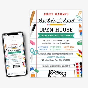 Editable Back to School Open House Flyer, Meet The Teacher Flyer, School Open House Invite, Open House Preschool, Parent Orientation Flyer