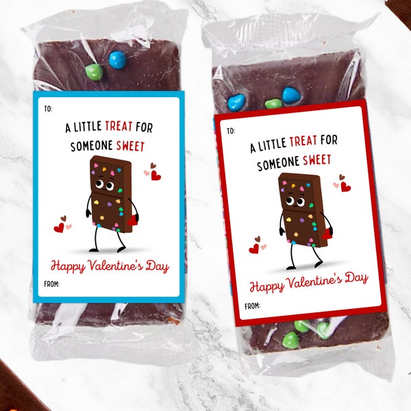 Brownie Valentine's Day Tags, Little Debbie Brownies Labels, Valentines Day Cards for Kids, Brownie Valentine Party Favor for Classroom