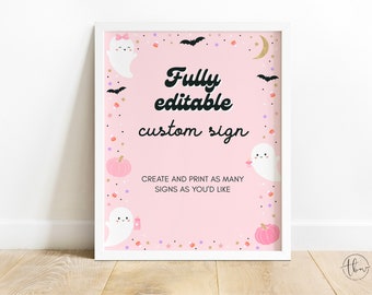 Fully Editable Ghost Baby Shower Custom Sign, Girl Halloween Shower 0151V1