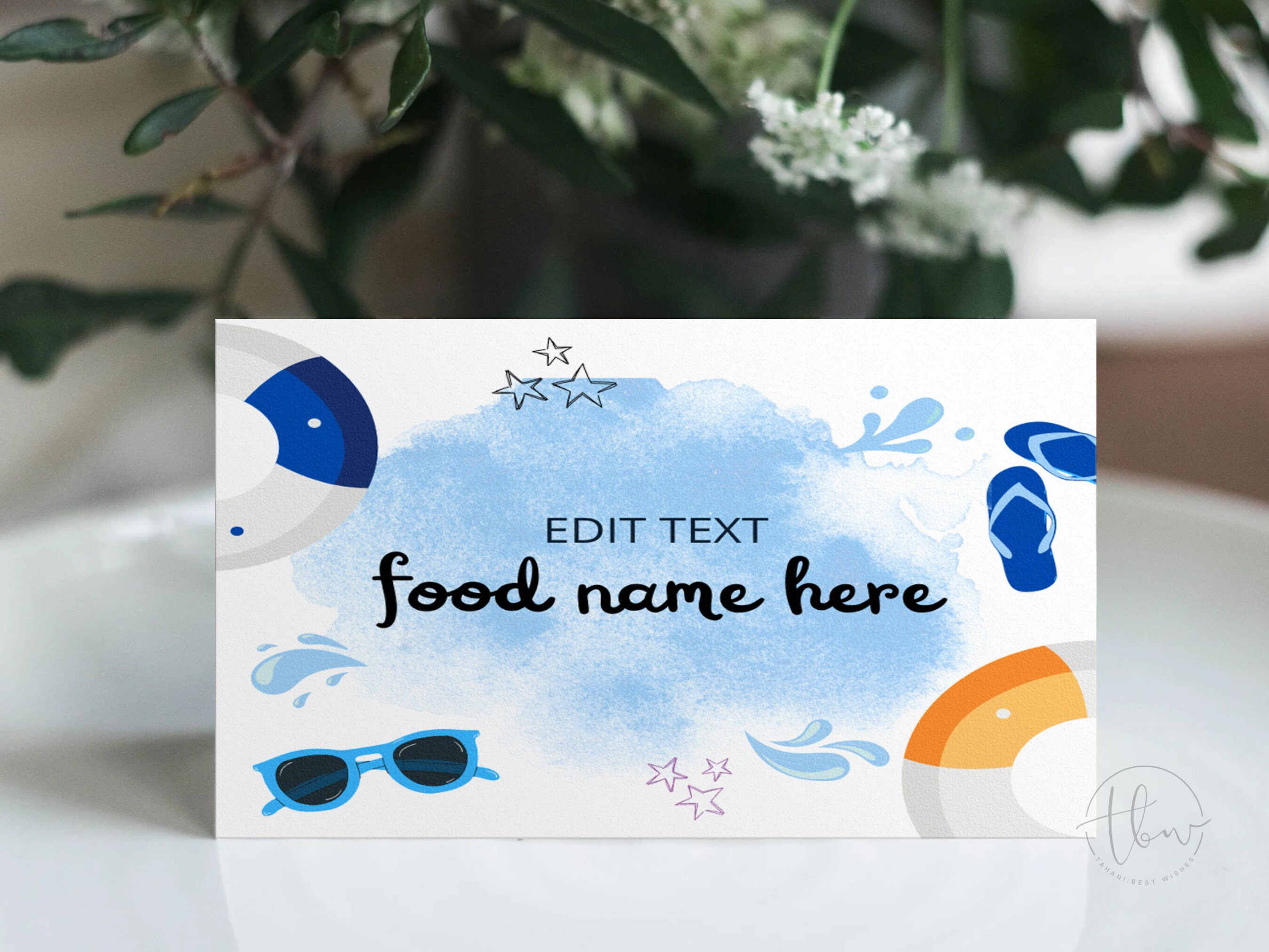 Pool Party Buffet Card Template, Food Tent Card, Printable Food Labels ...