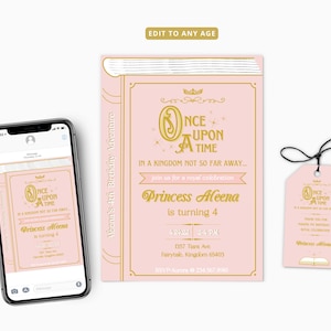 Fairytale Birthday Invite, Princess Birthday, Storybook Invitation, Once Upon a Time, Editable Invitation