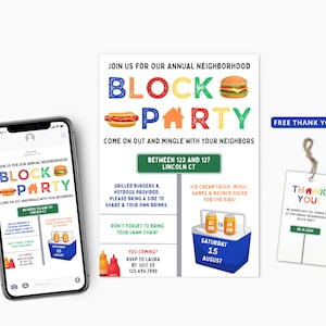 Neighborhood Block Party Flyer, Neighborhood Block Party BBQ Invitation, Neighborhood Picnic, Community Party Invite, Neighborhood Cookout