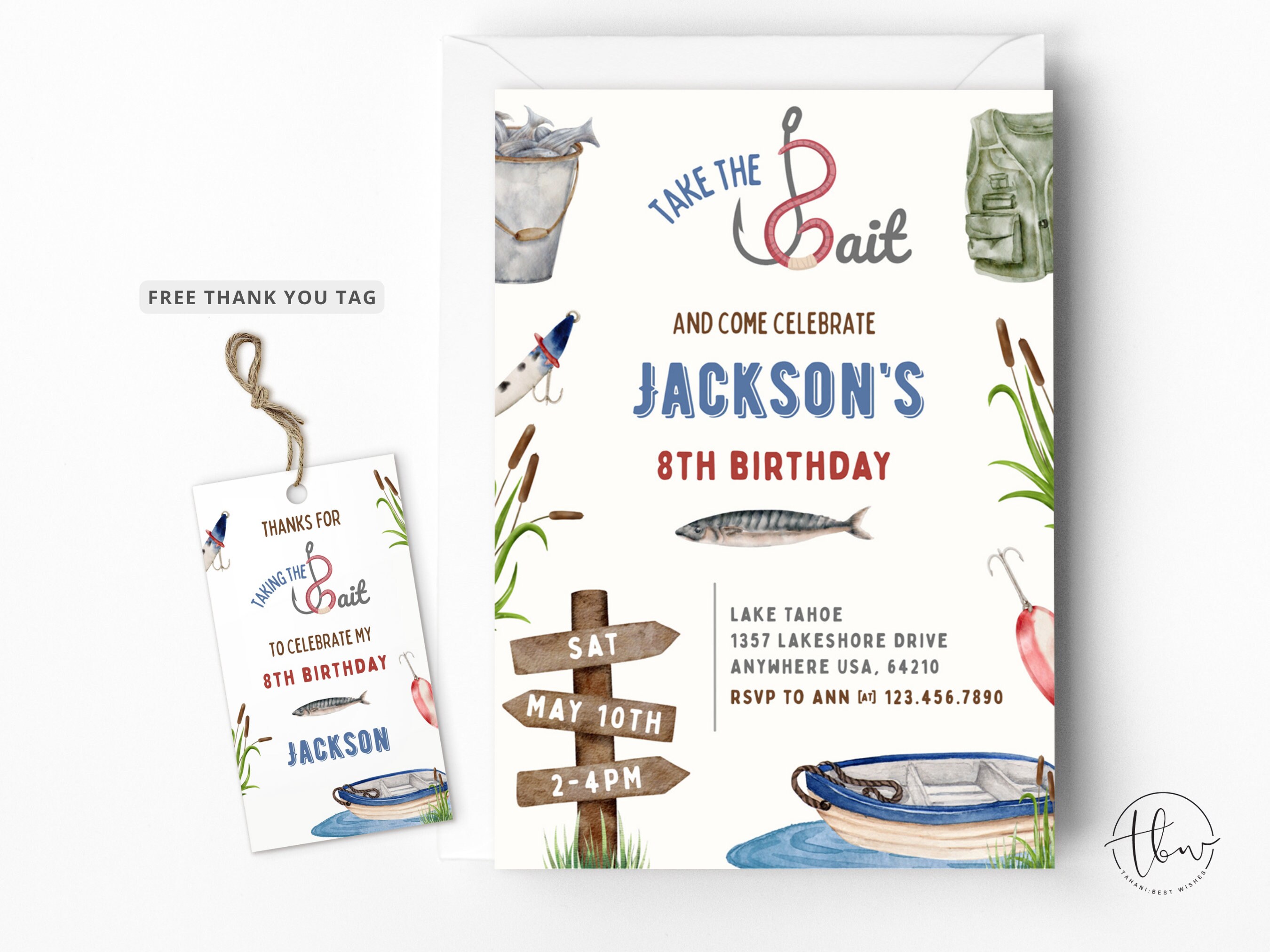Fishing Birthday Invitation, Take the Bait, Fish Birthday Invite, Any Age Fishing  Theme, Editable Digital Template 0112 