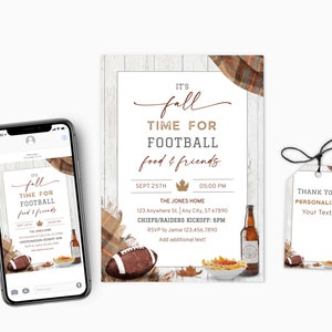 Fall Football Party Invitation, Fall Tailgate Invite, It&#39;s Fall Y&#39;all Party, College Football Party, NFL Football Invite, Kickoff Party