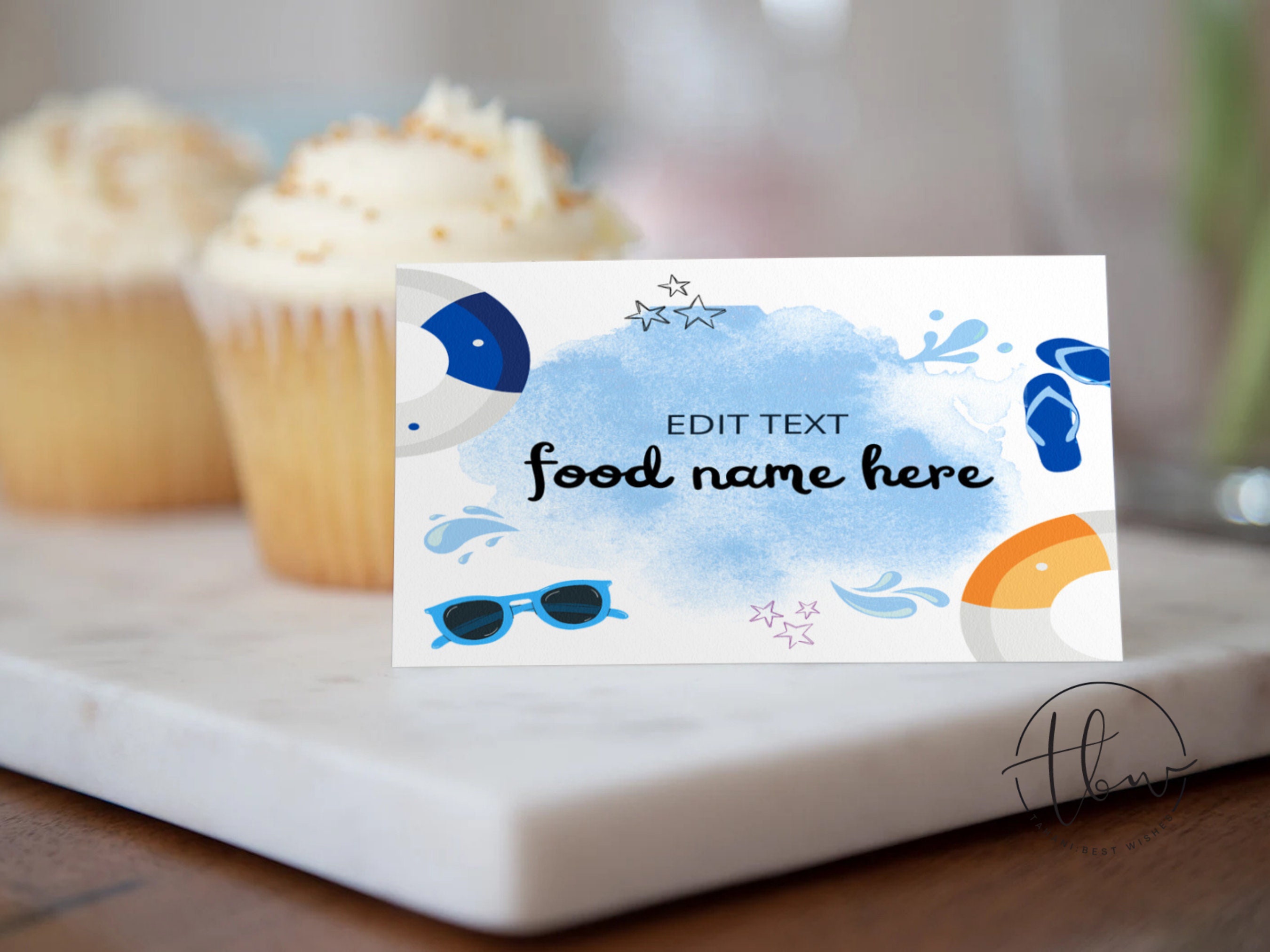 Pool Party Buffet Card Template, Food Tent Card, Printable Food Labels ...