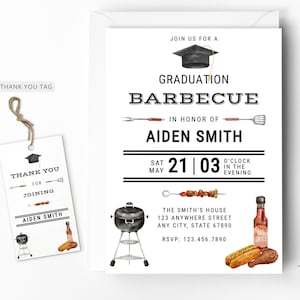 Graduation BBQ Invitation, Grad BBQ Party, Grad Barbecue Invite, BBQ Graduation Party Invite, Editable Template, Instant Digital Download