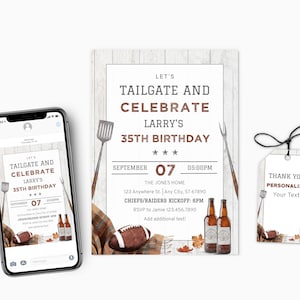 Fall Football Birthday Party Invitation, Fall Tailgate Invite, Tailgate and Celebrate, College Football, NFL Football Invite, Kickoff Party