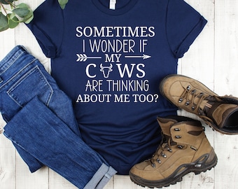 Easily Distracted by Cows Shirt, Cow Shirt for Women, Cow Lover Shirt, Farming Shirt, Country Shirt, Dairy Farm, Cow TShirt, Farmer Shirt