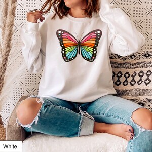 Butterfly Sweatshirt gift for butterfly Lover shirt, Simple sweatshirt women, Colorful Butterfly Art Shirt Floral Sweatshirt Unisex Crewneck