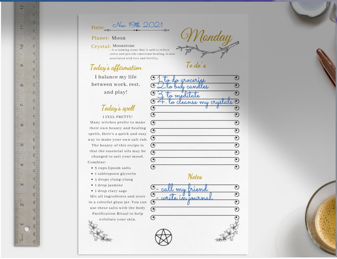 Witch Daily Planner, Witch Printables, Printable Witch Planner, Witchy Planner, Witch Planner