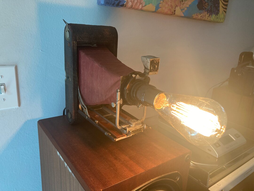 Steampunk Folding Camera Lamp With Red Bellows. - Etsy