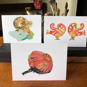 3 carte assortite, set Oro della Steppa, acquerelli + foglia oro