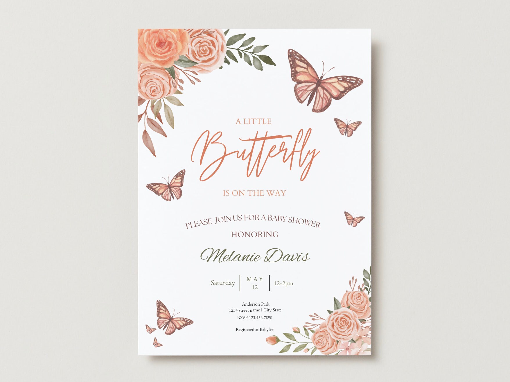 Butterfly Baby Shower Invitation Template Instant Download - Etsy