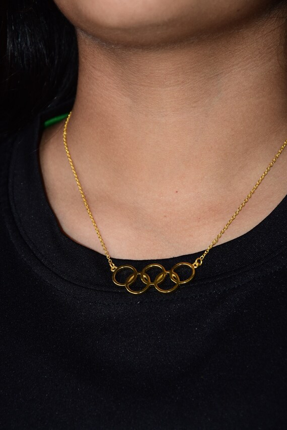 Gold Olympic Necklace Olympic Jewelry Big Round Necklace Etsy