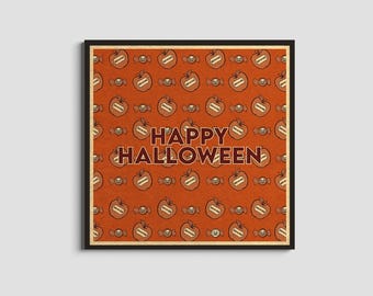 Feliz Halloween / Arte vintage oscuro / Impresión retro de terror de dulces / Arte mural navideño espeluznante