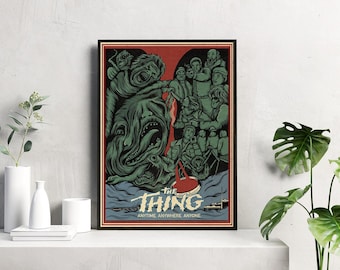 La Cosa / Arte de terror de ciencia ficción retro / Impresión de película de culto de estilo vintage / Arte de suspenso alienígena de los 80