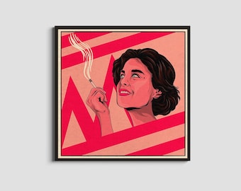Audrey Horne / Retrato misterioso de una mujer fatal / Obra de arte retro noir oscura / Impresión caprichosa inspirada en la televisión de los 90