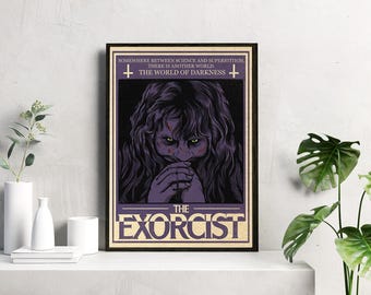 El Exorcista / Arte de terror / Impresión vintage de suspenso y posesión / Arte de terror religioso espeluznante