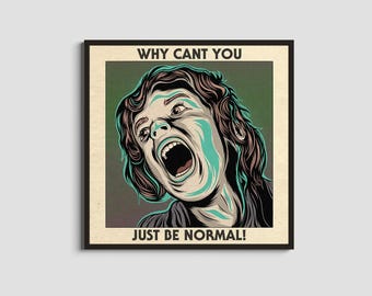 Simplemente sé normal / Babadook / Ilustración de terror inquietante / Ilustración de thriller psicológico