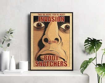 La invasión de los ladrones de cuerpos / Arte de terror de ciencia ficción retro / Impresión de paranoia alienígena de estilo vintage / Arte de película de culto espeluznante
