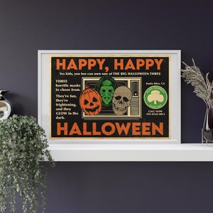 Silver Shamrock | Halloween Retro 80s Horror Artwork | Vintage-Style Thriller Print | Creepy Mask Wall Art