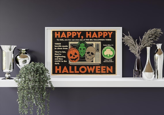 Silver Shamrock | Halloween Retro 80s Horror Artwork | Vintage-Style Thriller Print | Creepy Mask Wall Art