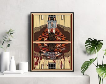 El Resplandor: Los Gemelos Grady / Arte de terror psicológico / Arte mural de suspenso de estilo vintage / Impresión inspirada en películas clásicas de culto